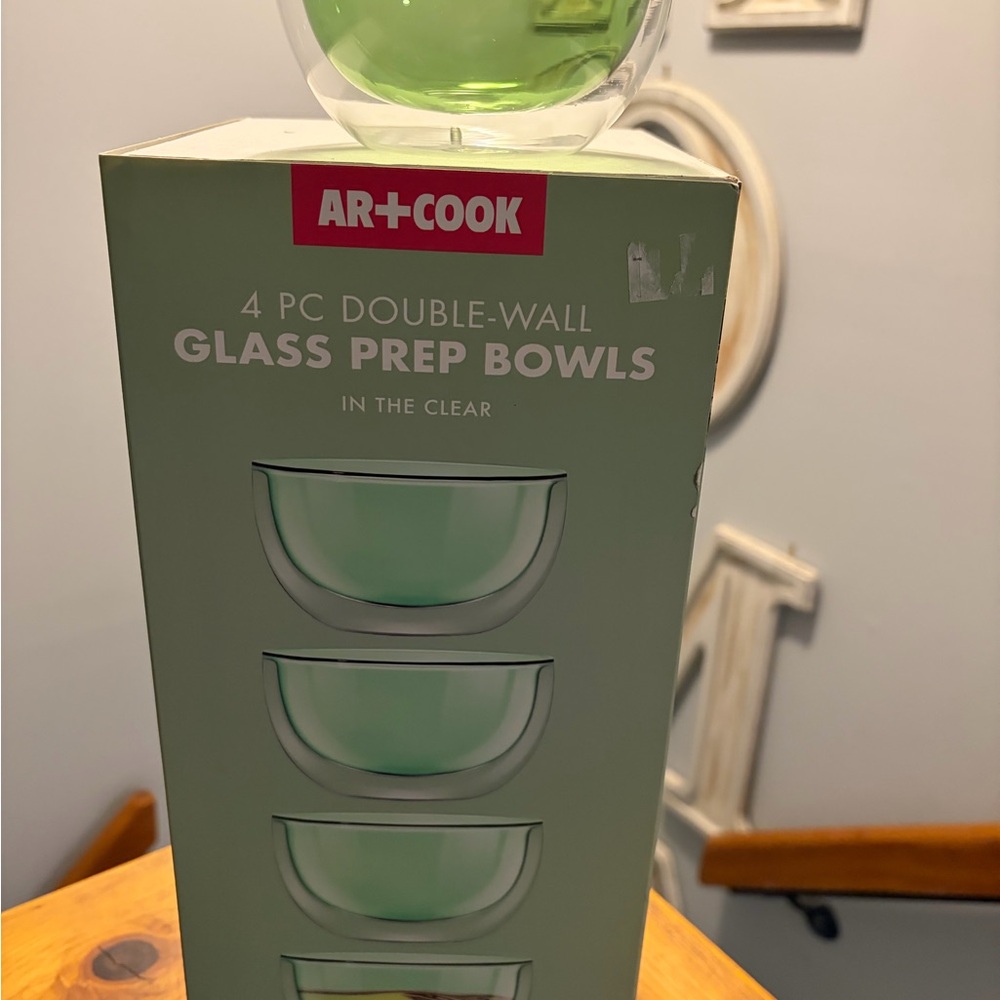 R+Co Clear Double-Wall Glass Prep Bowls - 4 Pc